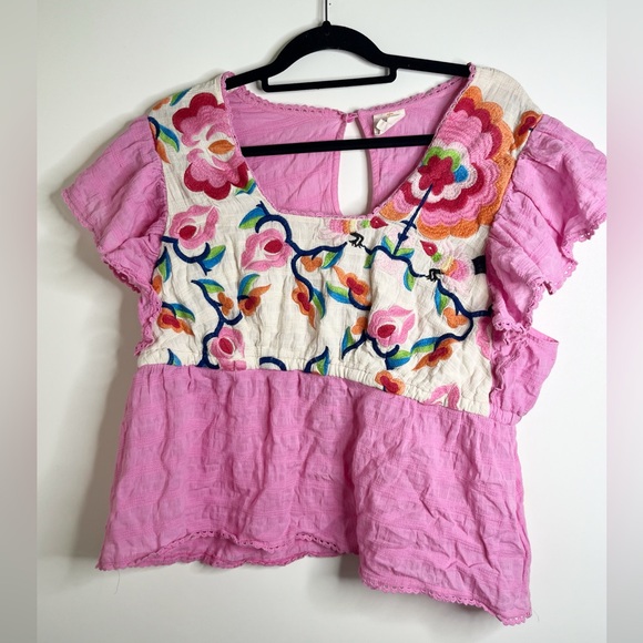 Anthropologie Plenty by Tracy Reese Embroidered Babydoll Blouse - Picture 4 of 12